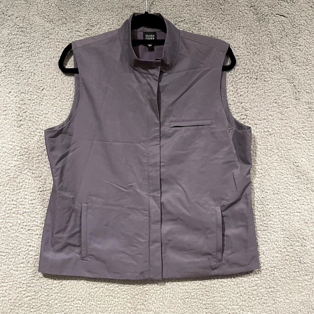 Eileen Fisher Lavender Gray Sleeveless Zip-Front Vest